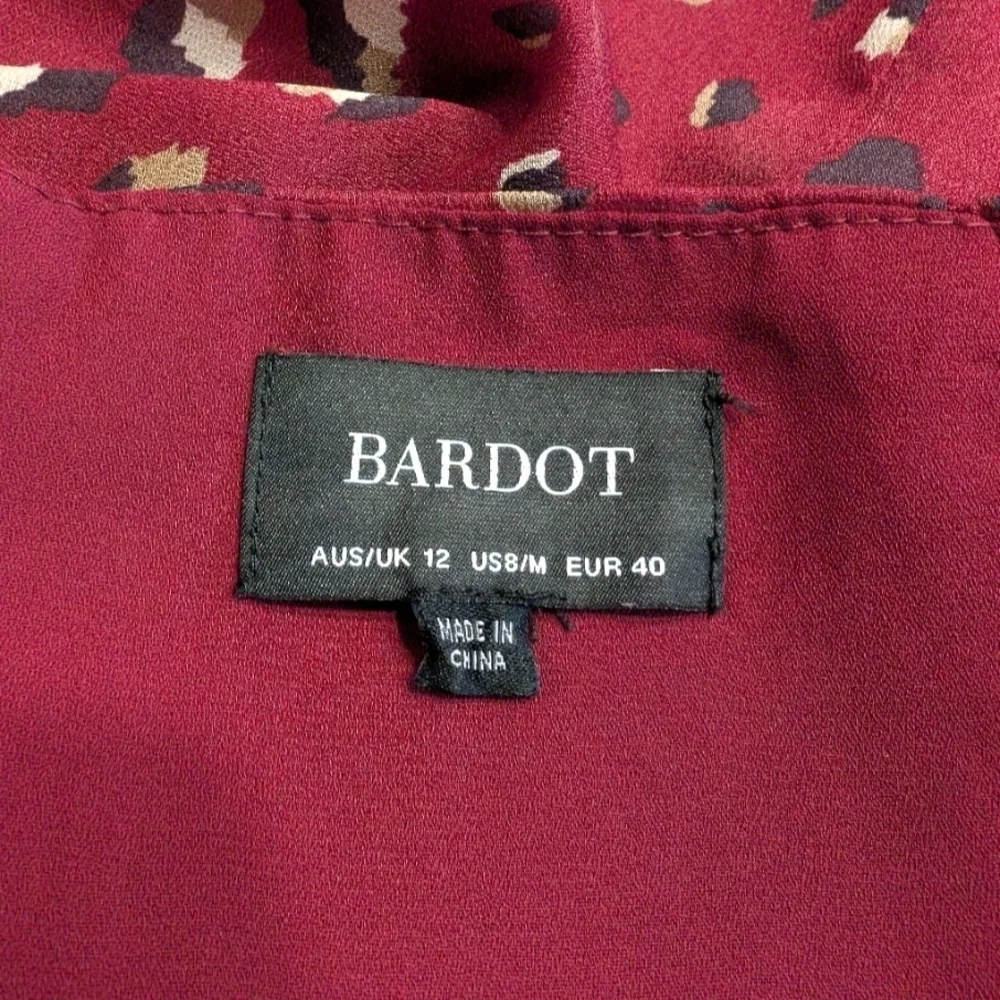 Bardot Red Animal Print Faux Wrap Tie Skirt Size Medium